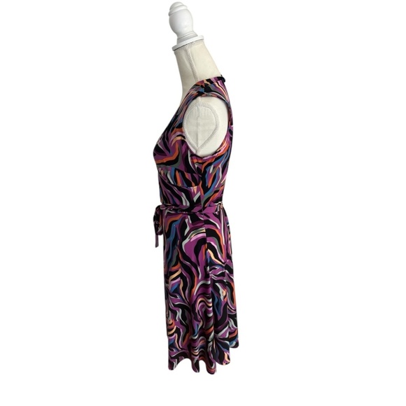 Leota Finnley Colorful Purple Faux Wrap Dress - Picture 2 of 11